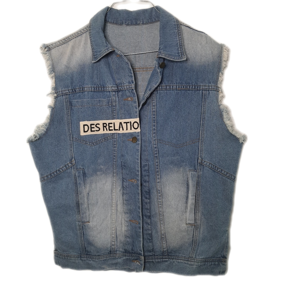 Sporty style vintage denim vest